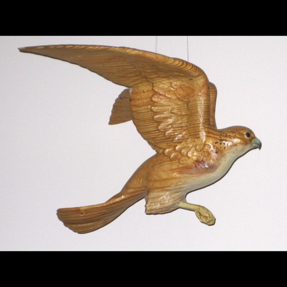 Flying falcon hanging sculpture fine art carving - Picture 2 of 9
